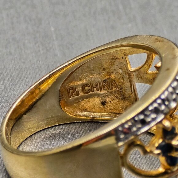 VTG Ross-Simons Vermeil Floral Ring Size 8 Ruby Sapphire Emerald Diamond 5.7g - Picture 6 of 12